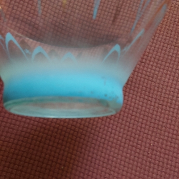 Vintage* 60s Atomic Age Turquoise & Gold Glass Chip Bowl - Picture 6 of 10